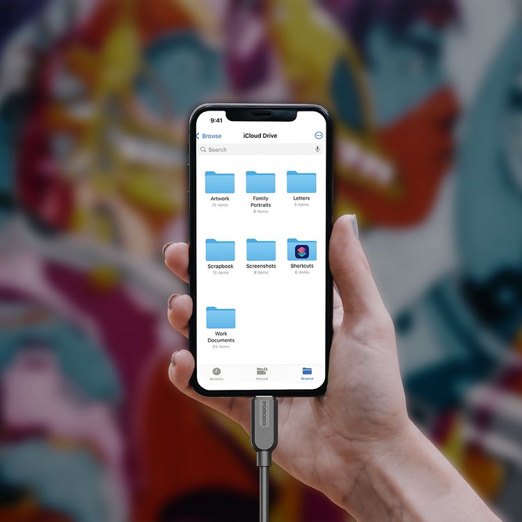 Porodo Silicone USB-A to USB-C Cable with Data Transfer, 12W Charging, Rapid Data Sync, PTE + Silicone Material - Black