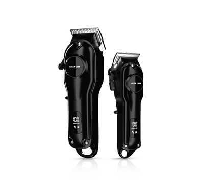 Green Lion ProClip Duo 7-in-1 Hair Trimmer with LED Digital Display, Ergonomics & Low Noise Design, Type-C Charging Port, 150 Minutes Big Clipper Operating Time, 120 Minutes Small Clipper Operating Time, Metallic Surface - Black