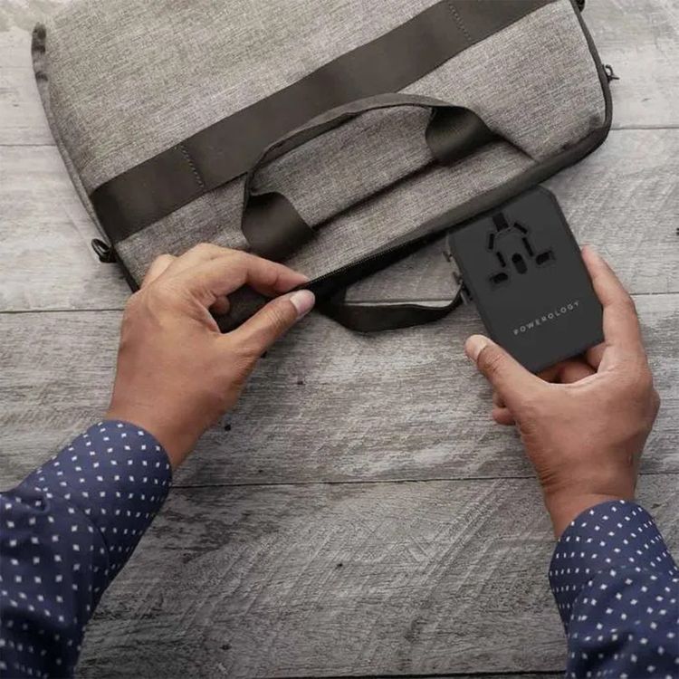Powerology Universal Multi-Port Travel Charger with 45W Power Delivery, 8A Dual Fuse, Simultaneous Charging, Built-in Safeguards, Fast Charging, Active Protect - Black