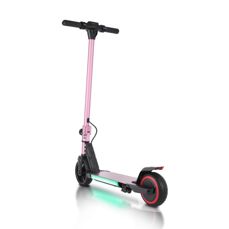 Green Lion GBK-KIDS E-Scooter with 130W Efficient Motor, Powerful Headlight, Dual Brake System, Digital Display, Bulit-in-BT Speaker, 6.3" Safe Solid Tires - Pink
