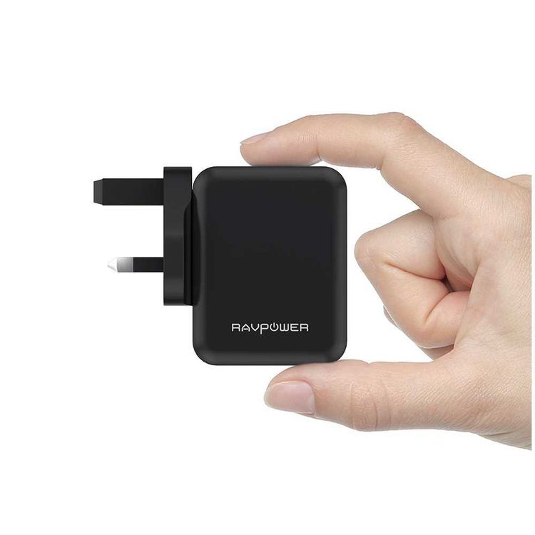 RAVPower 24W 4.8A Dual USB Wall Charger UK with iSmart Technology & LED Indicator - Portable Power Adapter w/ High-temperature & Over-charging Protection - Compact Design - Black