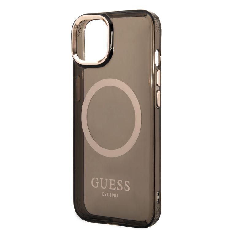 Guess Magsafe Case With Translucent Gold Outline - iPhone 14 - Black