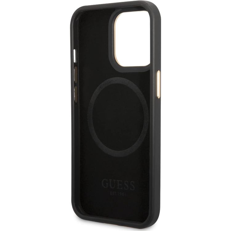 Guess Magsafe 4G PU Case With Metal Plate Logo - iPhone 14 Pro Max - Black