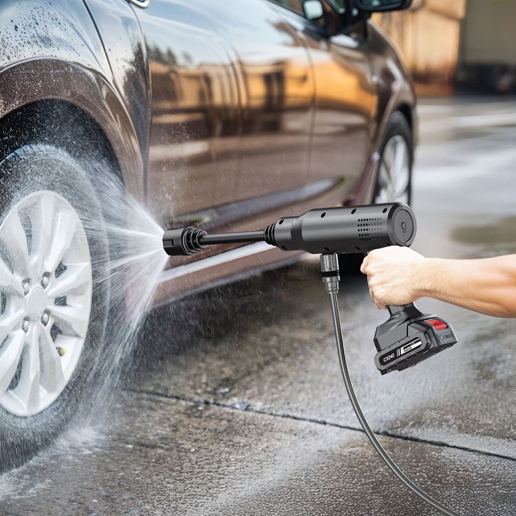 Green Lion CX240 Cordless Pressure Wash Gun with Storage Bag, 36 bar Strong Pressure, Detachable Battery, 240W Power Delivery, 8m Spray Range, 15-20 Minutes Working Time - Black