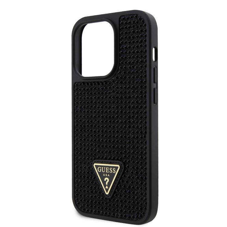 Guess Rhinestone Case with Triangle Logo  - Black - iPhone 15 Pro Max