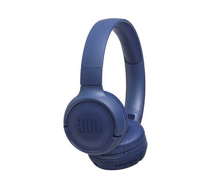 JBL T500 Wireless Bluetooth On-Ear Headphones with Mic, Pure Bass Sound, Hands-free Calls, 16-hours Battery Life, Lightweight & Foldable Design - Blue