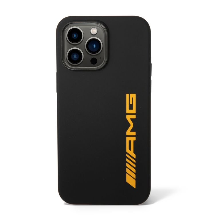 AMG Liquid Silicone Case with Colorful AMG Logo Bumper ProtectioniPhone 14 Pro Max Compatibility - Yellow