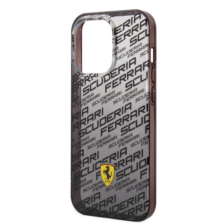 Ferrari Gradient PC/TPU Case with Allover Scuderia & Dyed Bumper iPhone 14 Pro Max Compatibility - Black