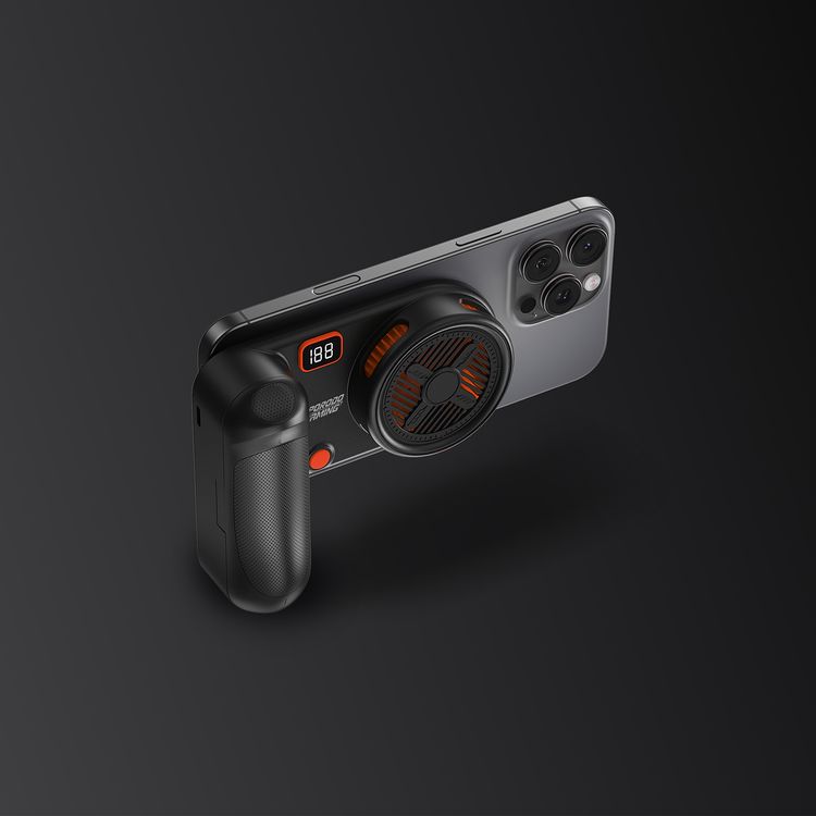 Porodo Gaming Arcticchill Magnetic Phone Cooler with Ultra-Quiet Fan, High Speed Fan, Slip-Resistant Design, 90 Minutes Working Time, 5000mAh Battery Capacity - Black / Orange