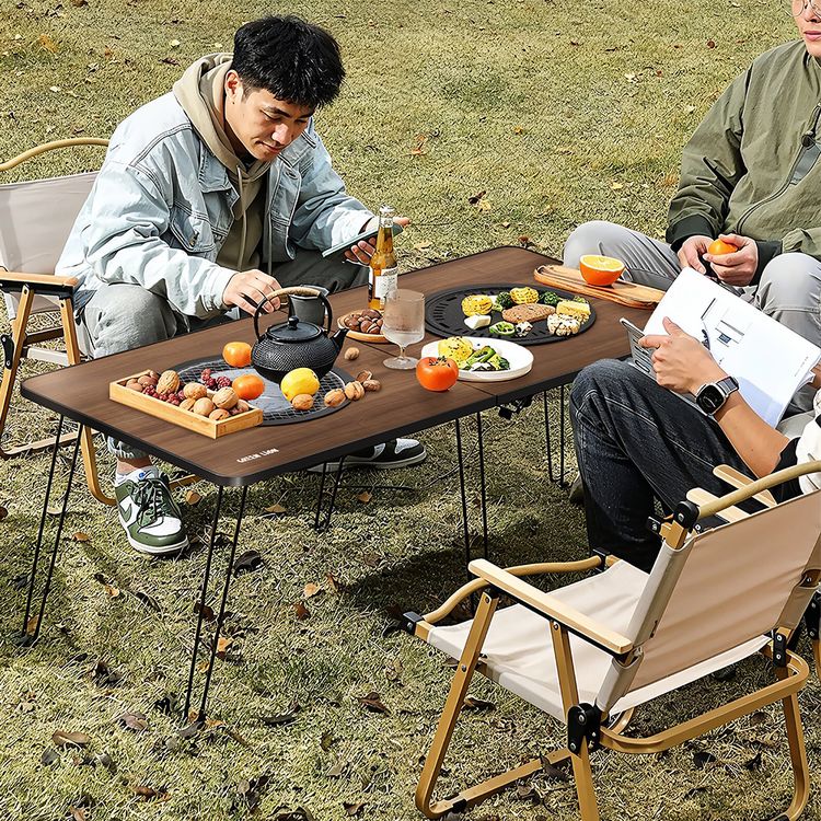 Green Lion Fold Grill Mate Camping BBQ Table with Heat Vents, Removable Grills, Charcoal/Briquettes Fuel, 300–400°C Heat Limit, Durable Construction, Easy to Clean, Foldable Design, Removable Charcoal Tray, Lightweight - Wood 