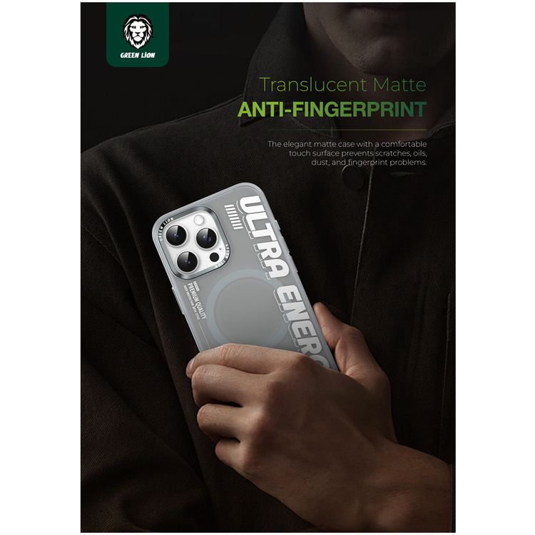 Green Lion Ultra MagSafe Case for iPhone 16 Pro Max, Ultra-Shockproof, Anti-Scratch Edge, Anti-Fingerprint, Powerful Attraction, Creative Sport Style - Natural Titanium