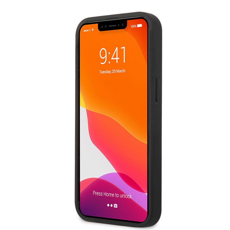 CG MOBILE Guess PU Leather 4G Case with 360° Rotating Ring Grip Holder Stand Compatible for iPhone 13 (6.1") Suitable with Wireless Charging Officially Licensed - Black