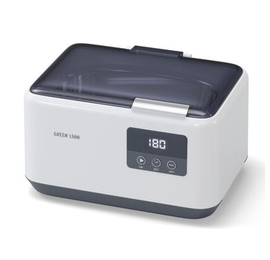 Green Lion Ultrasonic Cleaner, Compact Design, 600mL Tank Capacity,  5Preset Timing, Digital Display, Inner Lighting, Cleaning Tray, Low Noise, UK 1.2m Power Cord - White