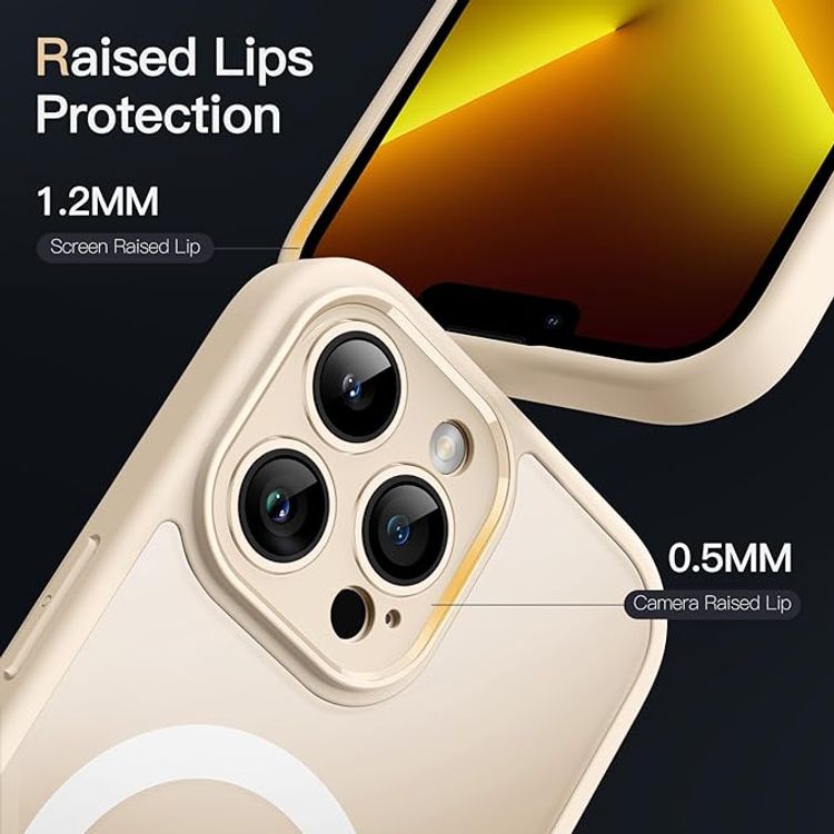 Green Lion Matte MagSafe Case for iPhone 13 Pro ( 6.1" ), Durable, Non-Yellowing, Magnetic precision, Metallic Camera Frame - Gold