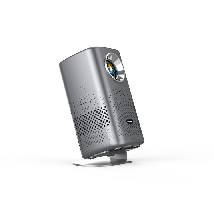 Porodo Lifestyle Gobo Portable Air Projector with Adjustable Screen Size, 2 Hours Playtime, 150 ANSI Lumens, 35” – 150” Adjustable Screen Size, Over Temperature Protection, Media Player, Air Projection, 1080P Full HD, 2 Hours Working Time - Gray