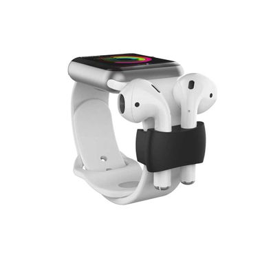 AhaStyle Anti-Lost Silicone Watch Band Holder Compatible for AirPods | Durable Drop Protection Holder & Grip - Black