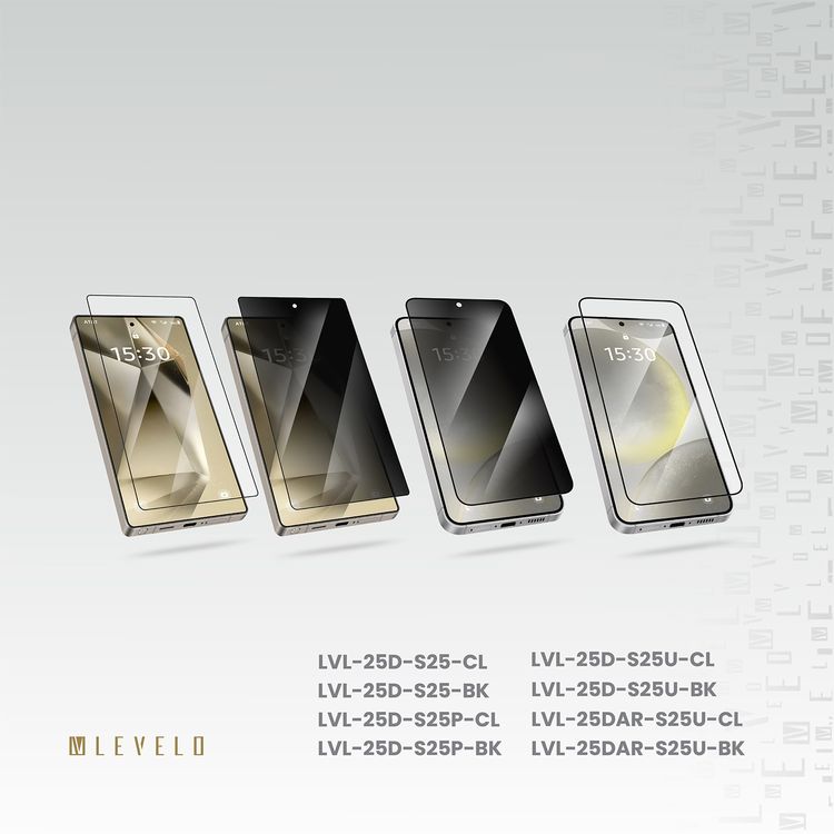 Levelo 2.5D Silk Print HD Privacy Glass for Samsung Galaxy S25 Ultra, High Silicone Aluminum, 0.25mm Ultra Thin, Scratch-Resistant, Oleophobic & Hydrophobic Coating, Instant Fingerprint Unlock, Air Bubble Prevention, Explosion- Proof, Auto-Exhaust - Black