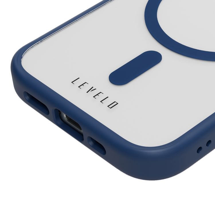 Levelo MagSafe Solo Case for iPhone 15 Pro, Hybrid Material with Matte TPU Bumper, Camera Protection, Reinforced Corners with Airguard, Shock-Proof Edges, Anti-Scratch - Blue