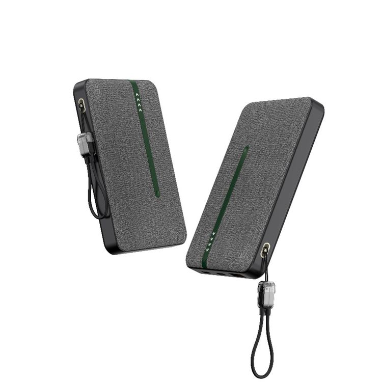 Green Lion KYOTO 10000mAh Power Bank with USB-C to USB-C Cable Strap, LED Indicator, 20W PD Fast Charging, 22.5W Output Power, Flight Approved - Black 