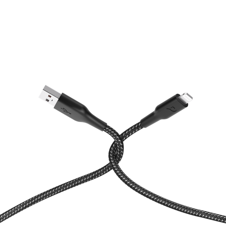 كابل باورولوجي مضفر USB-A إلى Lightning - أسود