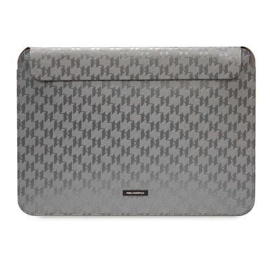 Karl Lagerfeld Saffiano Mono Plaque Computer Sleeve 14  - Gray