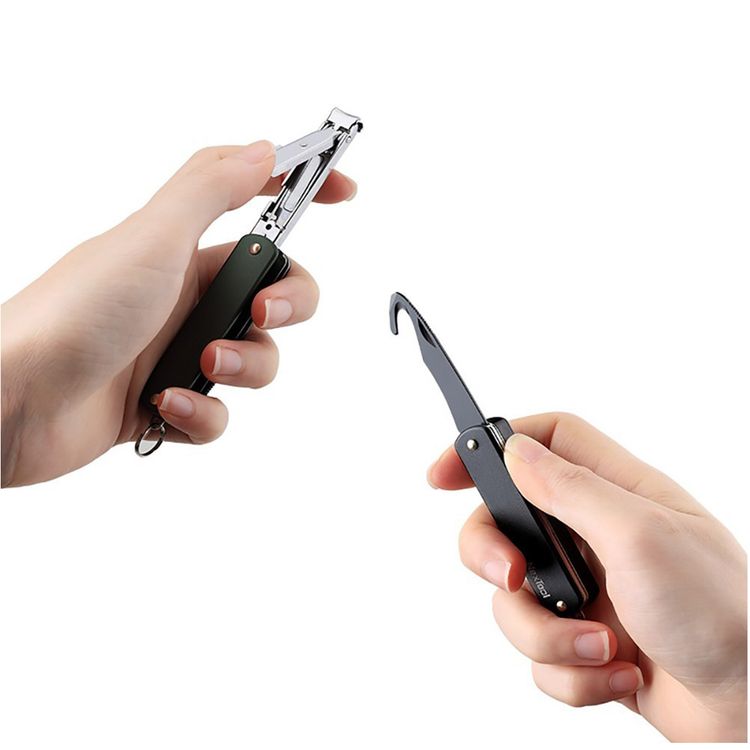 NexTool Multifunctional Folding Knife with Nail Clipper, Sharp Blades, Keychain Loop, File, Package Opener, Hook Cutter, Stainless Steel Material - Black