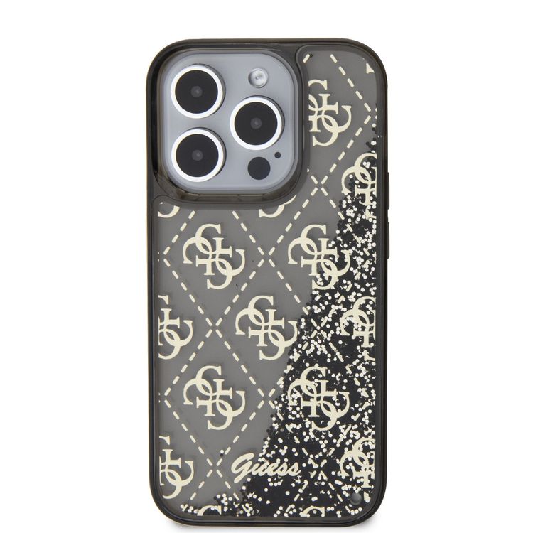 Guess Liquid Glitter Case with 4G Pattern - Black - iPhone 15 Pro