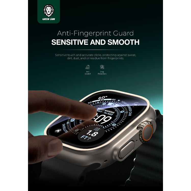 Green Lion HD Screen Protector for Apple Watch Ultra 3 (49mm), 9H Hardness, Full Protection, Anti-Scratch, Anti-Fingerprint - Clear