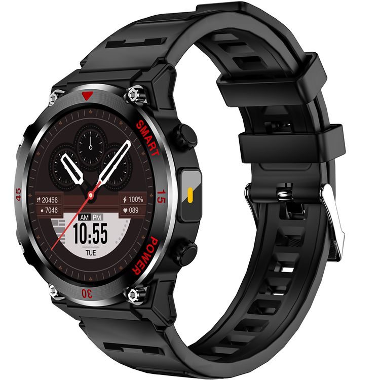 Green Lion Gear Fit Smart Watch with Dynamic Island, Health Monitoring, Bluetooth Calls, Magnetic Charging, Exercise Records, Music Player, 3-5 Days Usage Time - Black