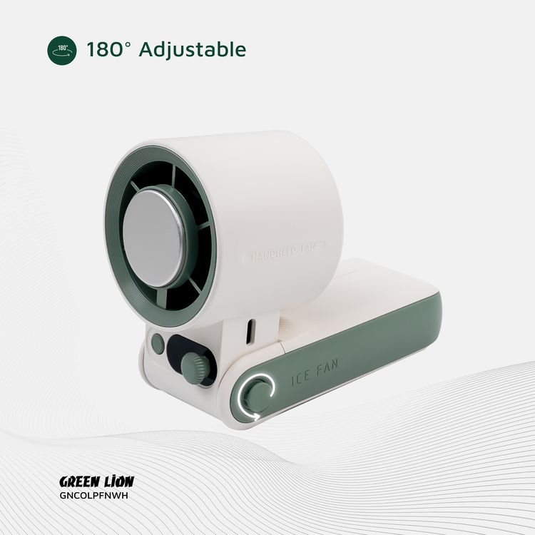 Green Lion Coolio Portable Fan with 1-199 Speed Levels, 6000mAh Battery Capacity, 5 Hours Charging Time, Type-C Charging Port, ABS + PC & Aluminum Alloy Material, 30 Hours Working Time, Silent Operation - White