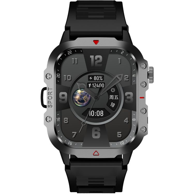 Green Lion Gravix Smart Watch with Multiple Sport Modes, 200mAh Battery Capacity, Remote Capture, IP65 Water Resistance Level, Bluetooth Version 5.3, Heart Rate Monitor  - Black 