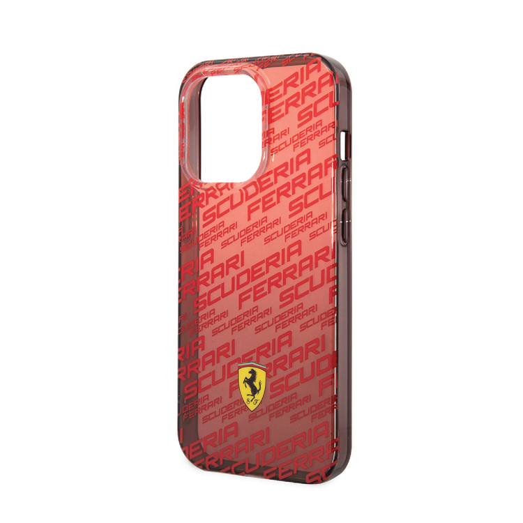 Ferrari Gradient PC/TPU Case with Allover Scuderia & Dyed Bumper iPhone 14 Plus Compatibility - Red