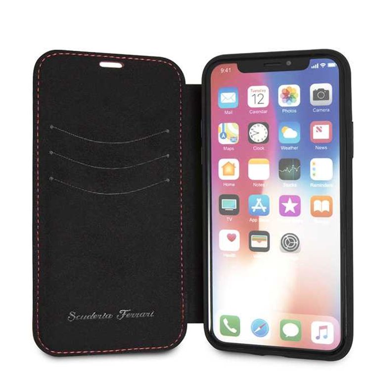 CG Mobile Ferrari Heritage 488 Genuine Leather Book Type Case for iPhone X - Red