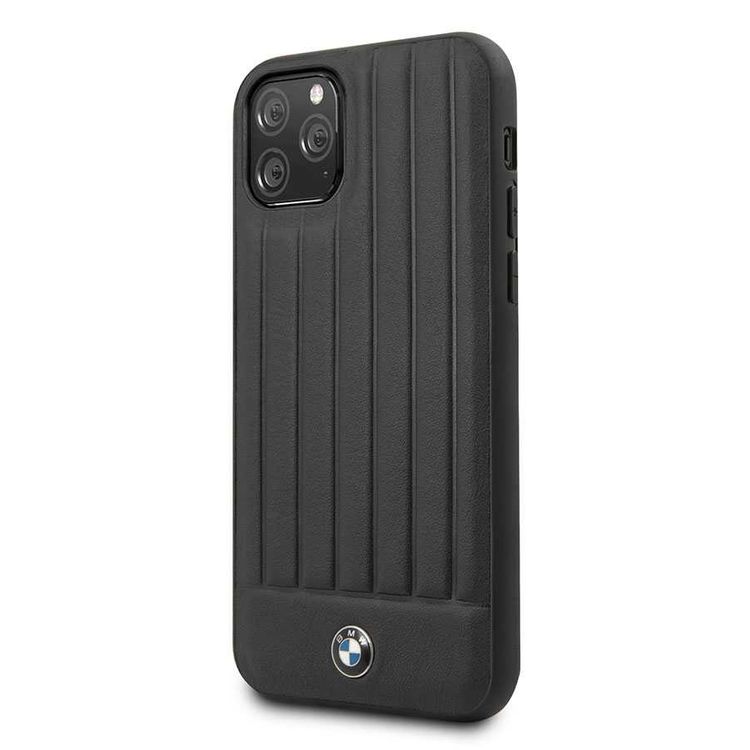BMW Hard Case Leather Lines Compatible with iPhone 11 Pro, Full Protection, Accurate Cutouts Easy Access to All Ports, Scratch Resistant - Black
