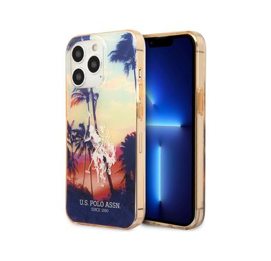 USPA PC/TPU Case with California Design & Horse Dyed Bumper iPhone 14 Pro Compatibility - Red