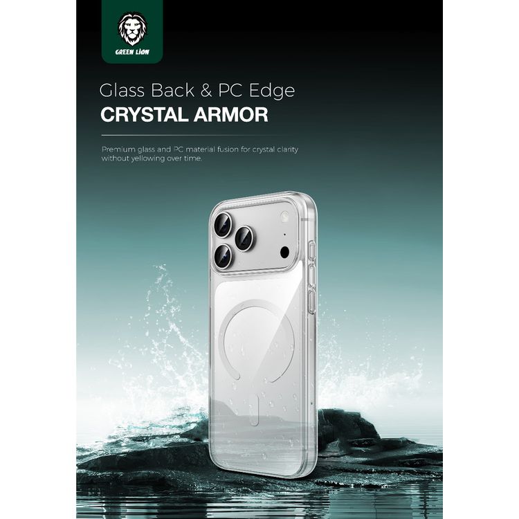 Green Lion Crystal Shield Ultra-Clear MagSafe Case for iPhone 17 Pro Max, Drop Protection, Camera Protection, Comfortable Grip, Slim & Lightweight Design - Clear