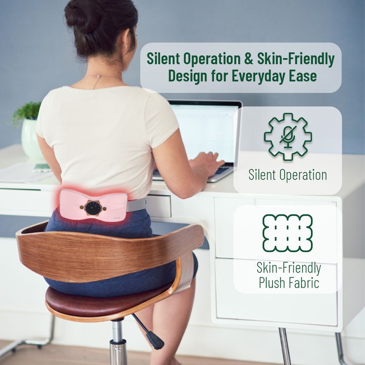 وسادة تدفئة حيض من جرين ليون فلورا مع 4 أوضاع تدفئة، 4 أوضاع اهتزاز، مصنوعة من مادة ABS وقماش قطيفة، بسعة بطارية 2500mAh، حزام قابل للتعديل من 70-120 سم، منفذ شحن نوع-C، وقت شحن 3 ساعات، وقت عمل 3 ساعات، شاشة عرض رقمية ذكية - لون وردي.