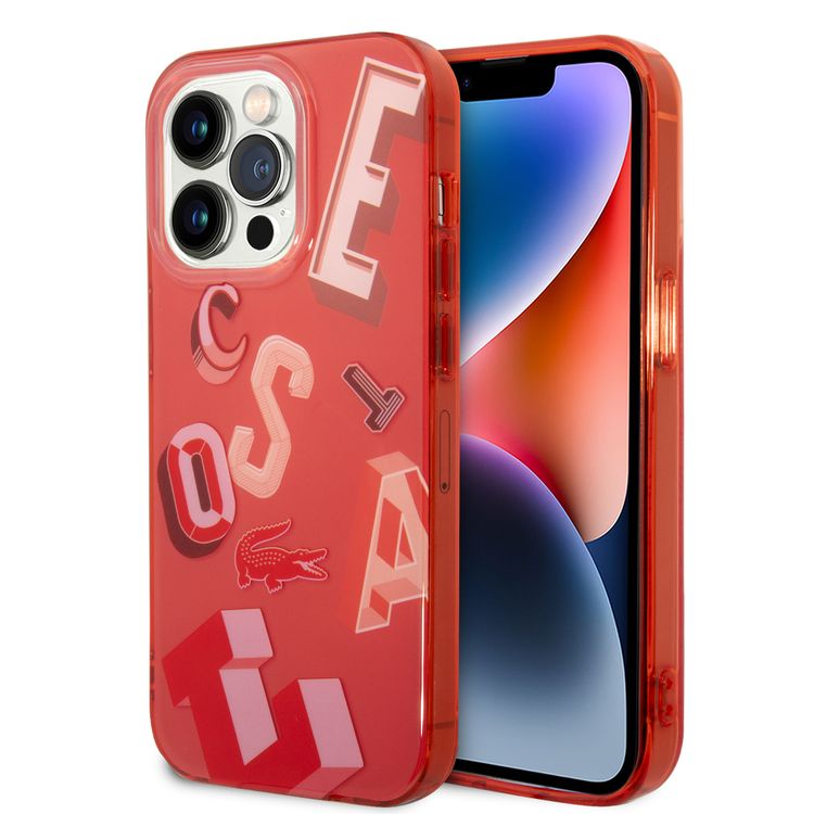 Lacoste Hard Case IML Double Layer & Dyed Bumper Lettrines Compatible with iPhone 14 Pro - Red