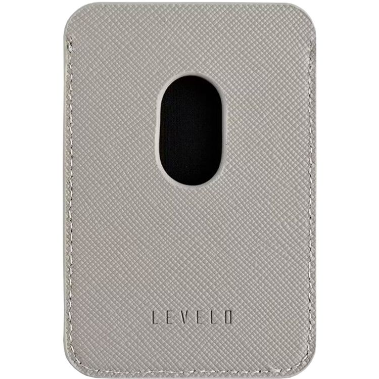 Levelo Bond MagSafe Card Holder Wallet with Genuine Saffiano Leather Material, 2 Card Slots, Strong MagSafe Magnet - Gray