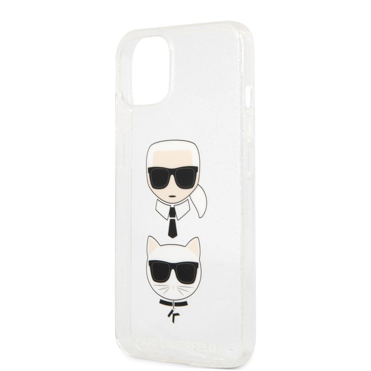 CG MOBILE Karl Lagerfeld TPU Full Glitter Case with Embossed Karl & Choupette Head Compatible for iPhone 13 (6.1") Scratch Resistant, Easy Access to All Ports, Drop