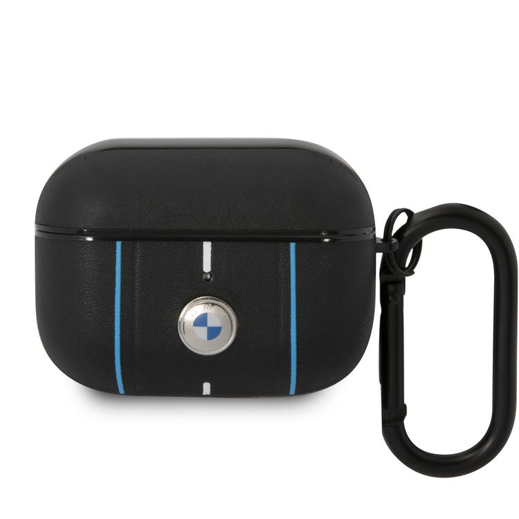 CG Mobile Genuine Leather Case for AirPods Pro with Encrusted Metal BMW Logo & PC Colored Lining, Accurate Cutouts, Easy to Install, Long-Lasting Usability, Protects from Scratches & Drops - Black