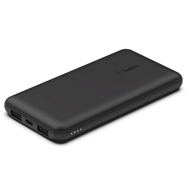Belkin Boost Charge Power Bank 10000mAh with 2 USB-A Ports & 1 USB-C Port for up to 15W, Slim & Lightweight Powerbank Design with LED Light Indicator - Black