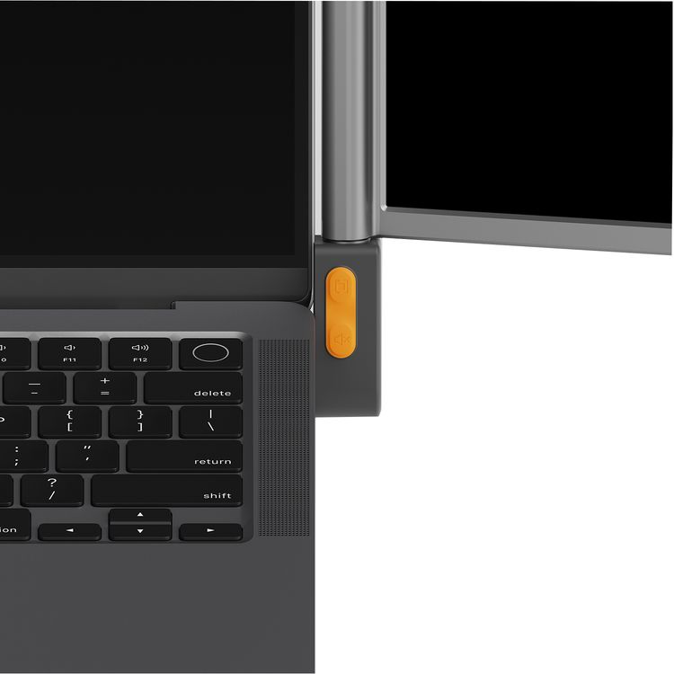 Powerology Dual Portable Monitor With Mst Docking Station, 14" Dual Full HD Screens, Multiple Device Compatibility, Driver-Free Use, Full View  Angle, 4K Ultra HD - Gray 