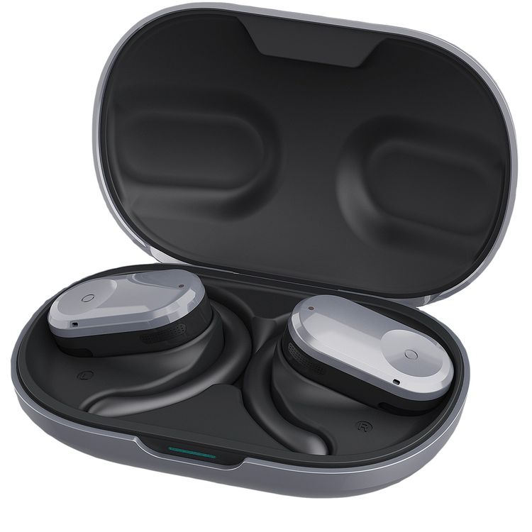 Green Lion Ocean Open-Ear Earbuds with Open-Ear Design, Up to 6 Hours Playtime, 135° Free Rotation, Game Mode, Low Latency, 180 Hours Standby Time, IPX4 Waterproof - Black