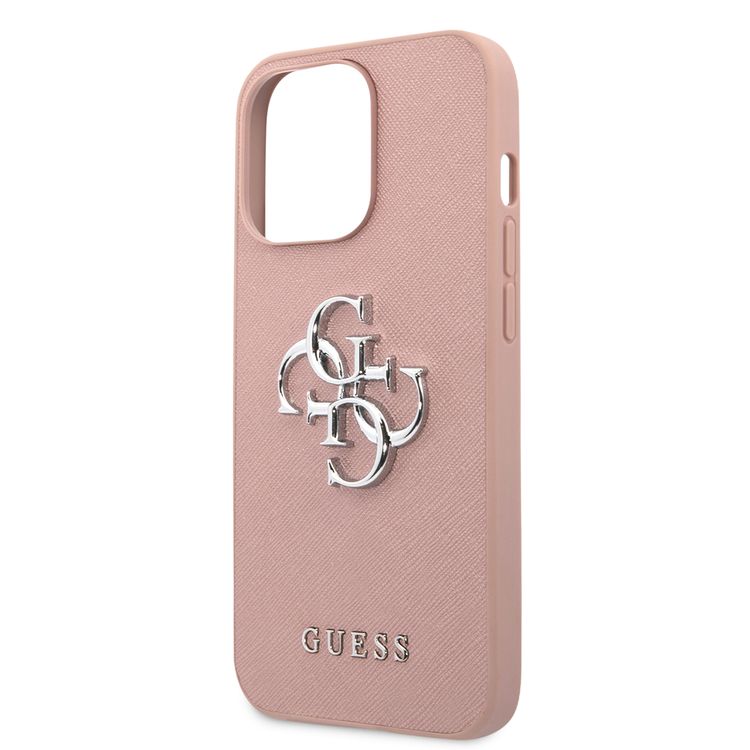 CG MOBILE Guess PU Saffiano Case with Big 4G Silver Logo Compatible for iPhone 13 Pro (6.1") Anti-Scratch, Easy Access to All Ports, Shock Absorption