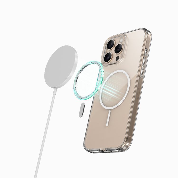 جراب جرين ليون المقاوم للاصفرار مع تقنية MagSafe لجهاز iPhone 16 Pro Max، بحافة مرتفعة للكاميرا، مغناطيسات N52 قوية، حماية من السقوط، مقاوم للصدمات، تصميم شفاف كريستالي - شفاف