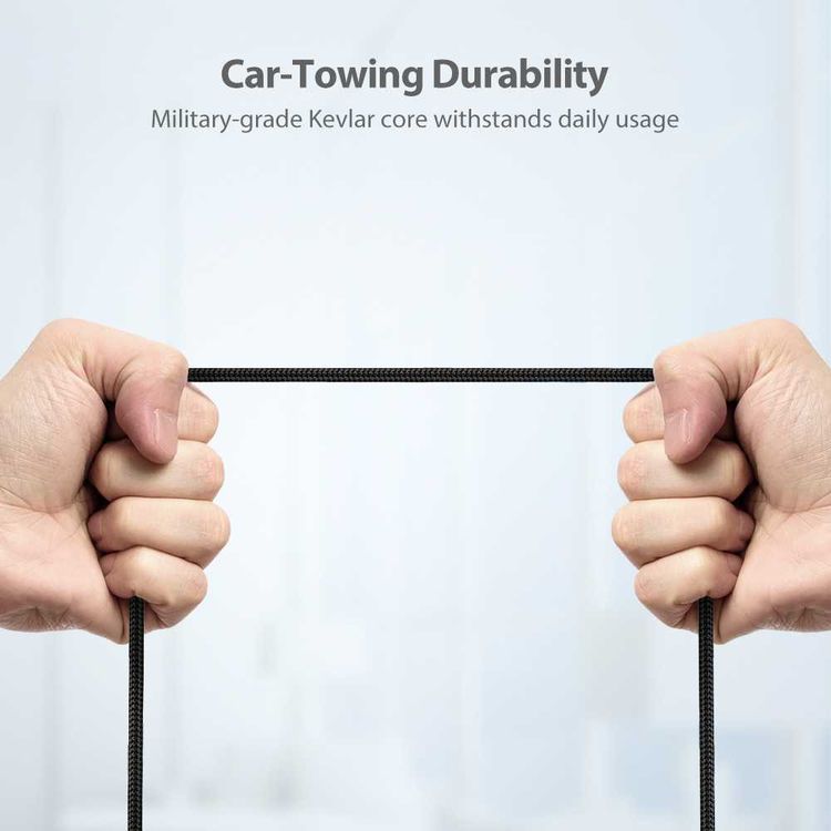 RAVPower Braided Nylon 3 in 1 Data Cable 3ft/0.9m - Durable Connector - Multi USB Charging Cable Compatible for iPhone Lightning / Type-C / Micro Smartphones - Black