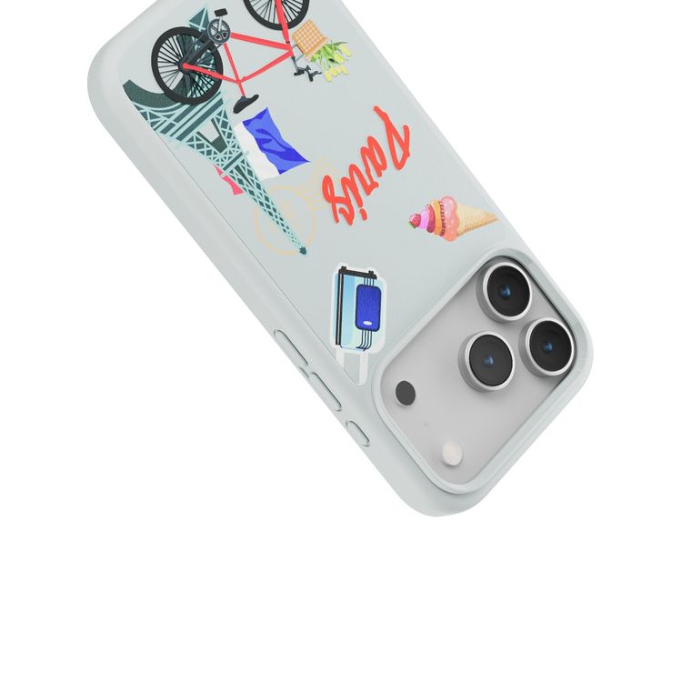 Levelo Vallo PU Leather Case for iPhone 17 Pro with Embroidery Paris Finish, Comfortable Hold, Durable PU Leather, Raised Bezels for Camera and Screen, True Microfiber Interior Lining, Scratch & Wear Resistant, Shock-Resistant Bumper - Brushed Silver