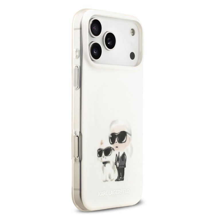 Karl Lagerfeld MagSafe IML Case with Aquarelle Karl & Choupette Heads for iPhone 17 Pro Max, Slim Profile, Comfortable Grip, Sustainable Packaging, Easy Snap-On, Drop Protection - White