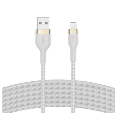 Belkin BOOST CHARGE™PRO Flex USB-A to Lightning Cable_Braided Silicone, 3M - White